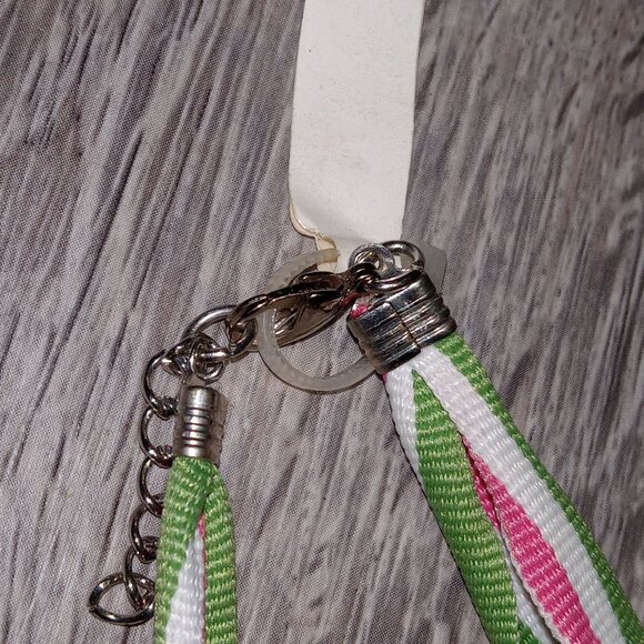 Personalized Ganz H Initial Bracelet With Pink & Green Stripes Adjustable - Picture 4 of 6